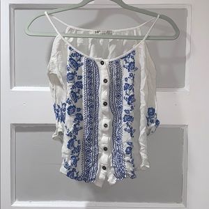 Off the shoulder cropped blouse